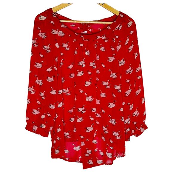 Women's Top XXI Red Swan Boho Chic Funky Top Blouse Large - Picture 6 of 7